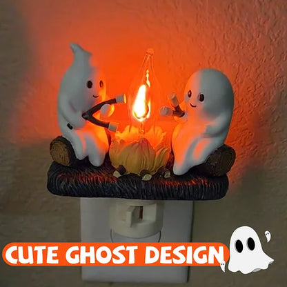 Ghosts Roasting Campfire S'Mores Flicker Flame Night Light👻