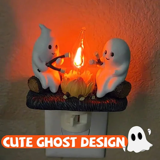 Ghosts Roasting Campfire S'Mores Flicker Flame Night Light