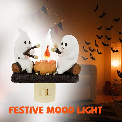 Ghosts Roasting Campfire S'Mores Flicker Flame Night Light👻