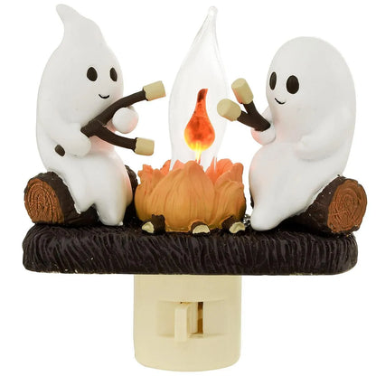 Ghosts Roasting Campfire S'Mores Flicker Flame Night Light👻