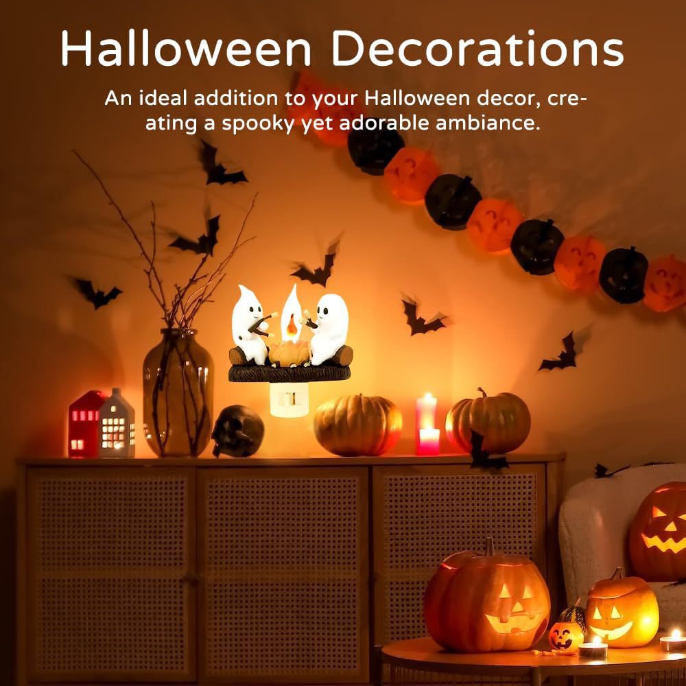 Ghosts Roasting Campfire S'Mores Flicker Flame Night Light👻