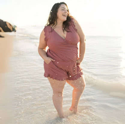 Integrated Bra Swimsuit Romper